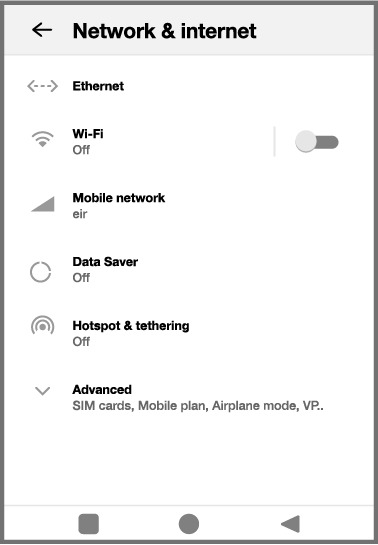 DX8000 screenshot Network and internet settings